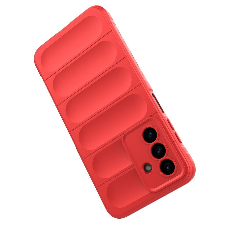 For Samsung Galaxy A17 5G TPU Case WANLONFENG HD Series Anti Slip Phone Cover with Tempered Glass - Red