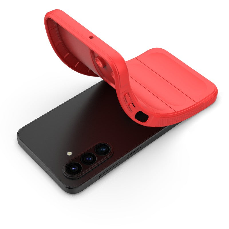 For Samsung Galaxy A17 5G TPU Case WANLONFENG HD Series Anti Slip Phone Cover with Tempered Glass - Red