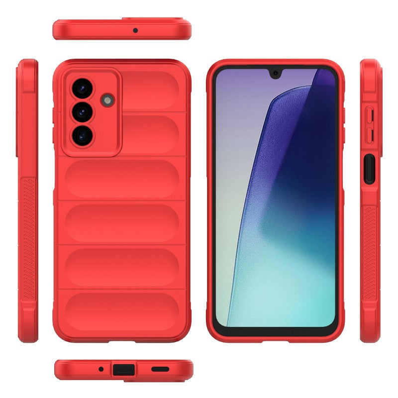 For Samsung Galaxy A17 5G TPU Case WANLONFENG HD Series Anti Slip Phone Cover with Tempered Glass - Red