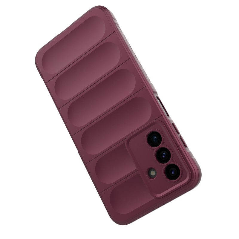 For Samsung Galaxy A17 5G TPU Case WANLONFENG HD Series Anti Slip Phone Cover with Tempered Glass - Wine Red