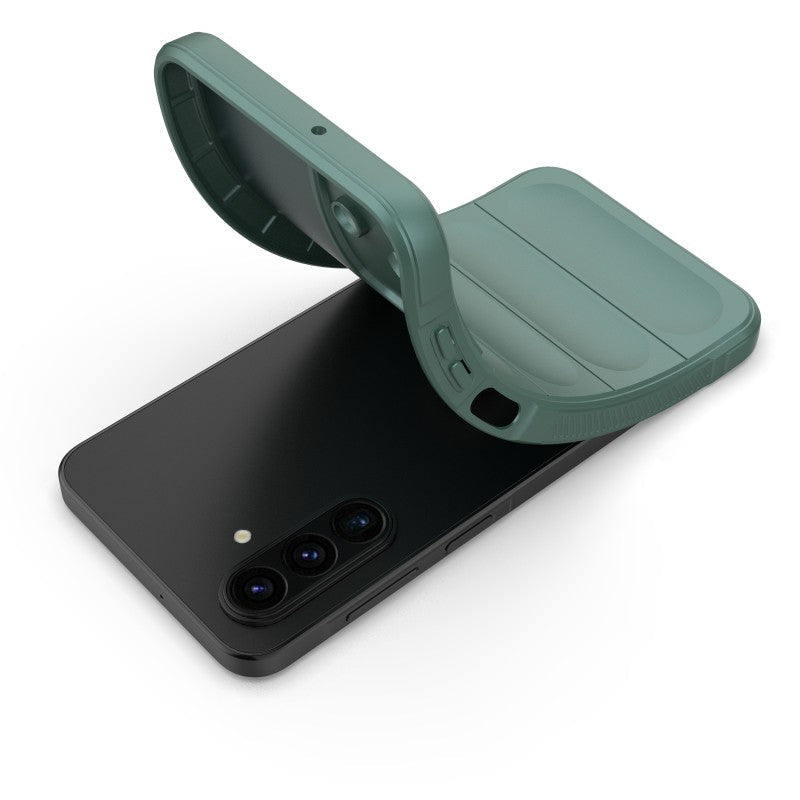 For Samsung Galaxy A17 5G TPU Case WANLONFENG HD Series Anti Slip Phone Cover with Tempered Glass - Army Green