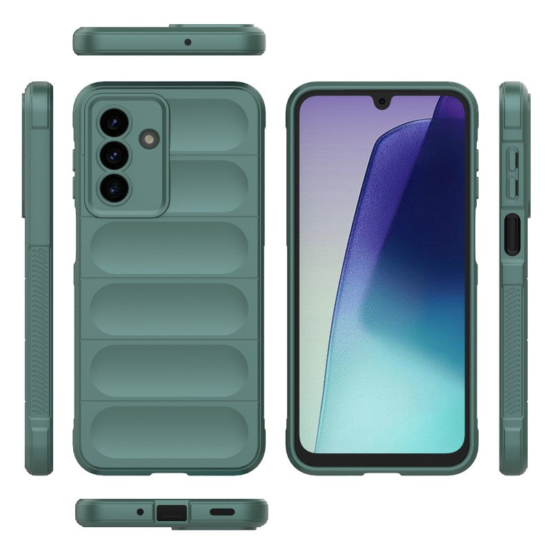 For Samsung Galaxy A17 5G TPU Case WANLONFENG HD Series Anti Slip Phone Cover with Tempered Glass - Army Green