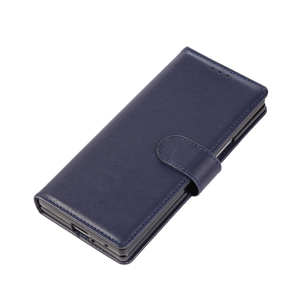 For Samsung Galaxy Z Fold7 5G Case Wallet Stand PU Leather Phone Cover with Wrist Strap - Blue