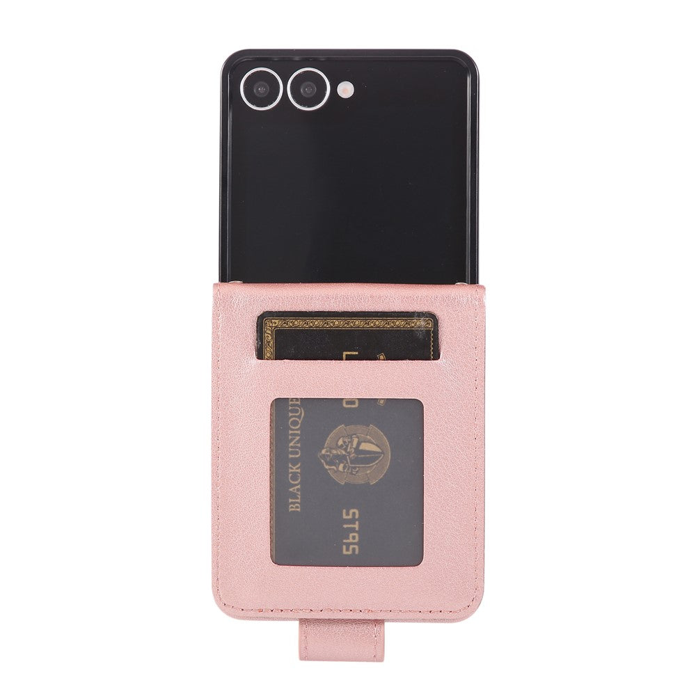 For Samsung Galaxy Z Flip7 5G Case Magnetic Clasp PU Leather Phone Cover with Card Slot - Rose Gold