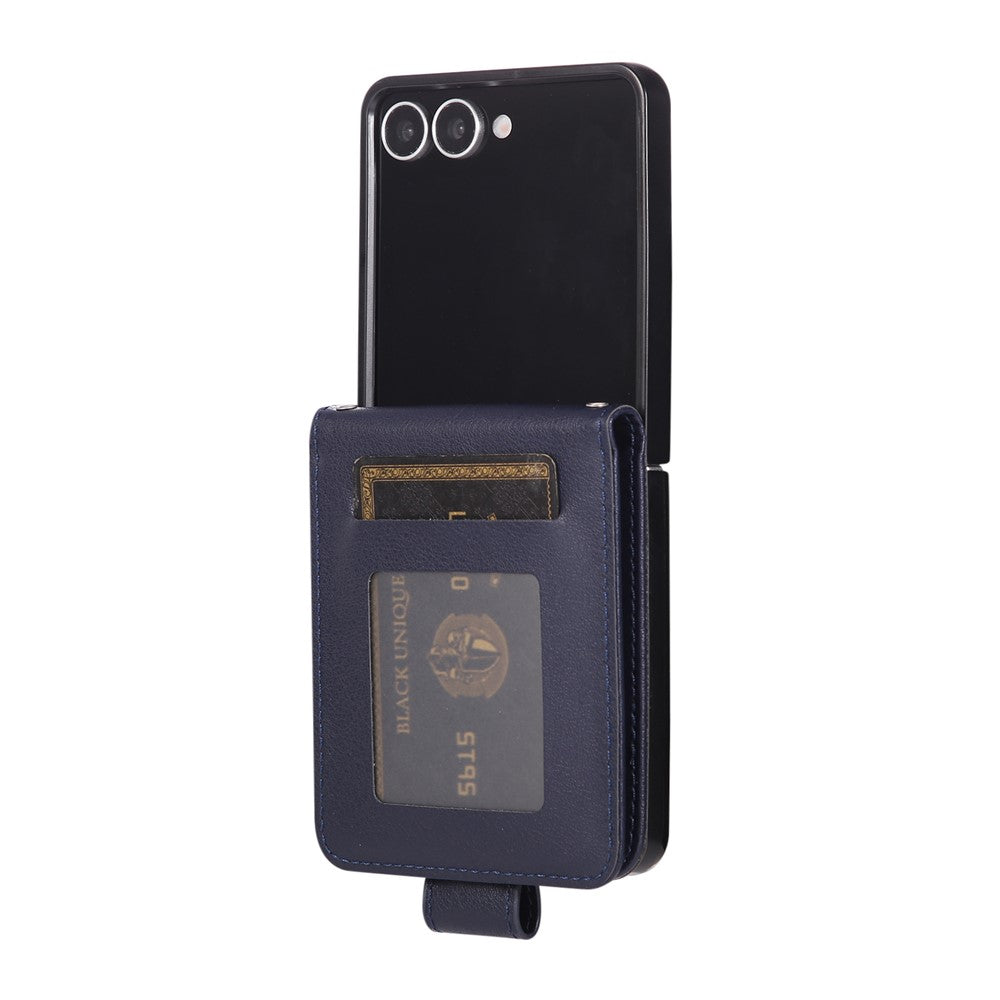 For Samsung Galaxy Z Flip7 5G Case Magnetic Clasp PU Leather Phone Cover with Card Slot - Blue
