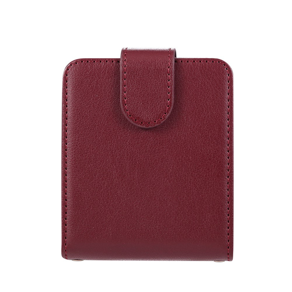 For Samsung Galaxy Z Flip7 5G Case Magnetic Clasp PU Leather Phone Cover with Card Slot - Wine Red