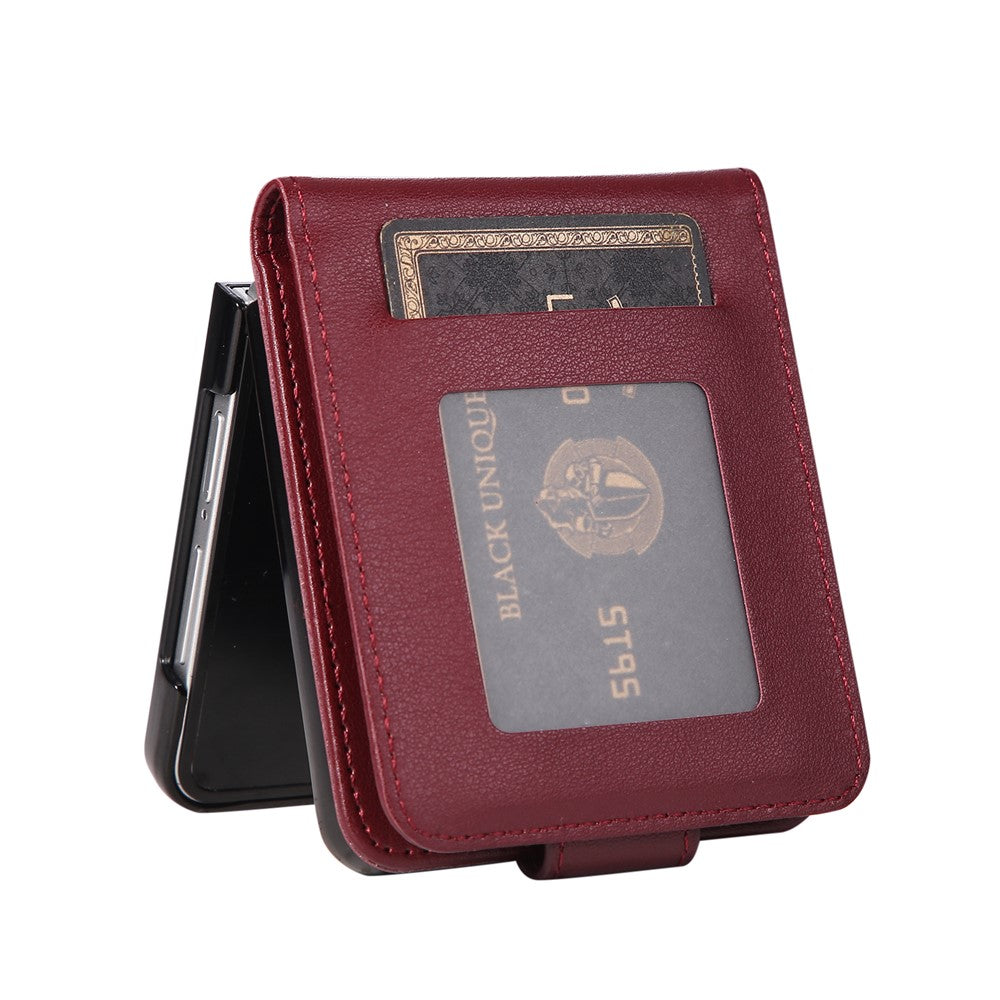 For Samsung Galaxy Z Flip7 5G Case Magnetic Clasp PU Leather Phone Cover with Card Slot - Wine Red