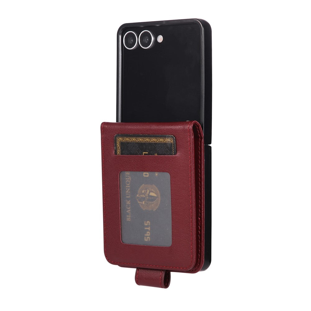 For Samsung Galaxy Z Flip7 5G Case Magnetic Clasp PU Leather Phone Cover with Card Slot - Wine Red