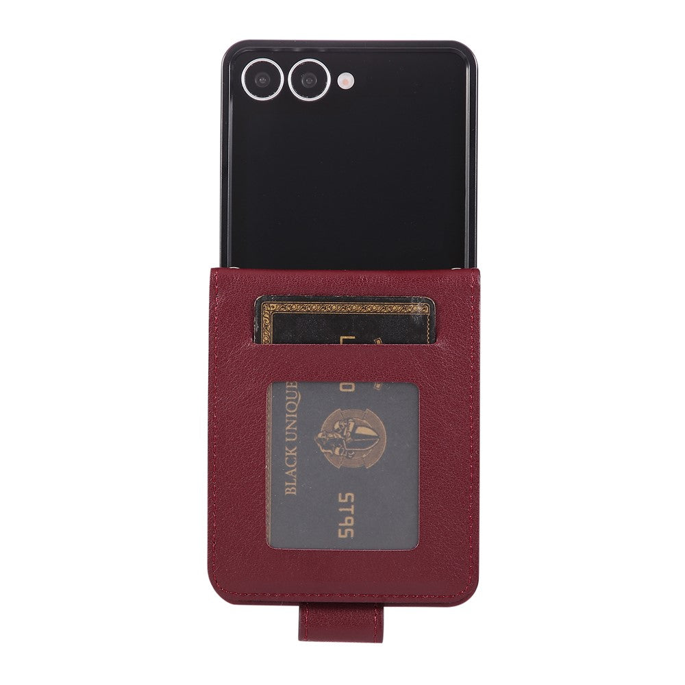 For Samsung Galaxy Z Flip7 5G Case Magnetic Clasp PU Leather Phone Cover with Card Slot - Wine Red