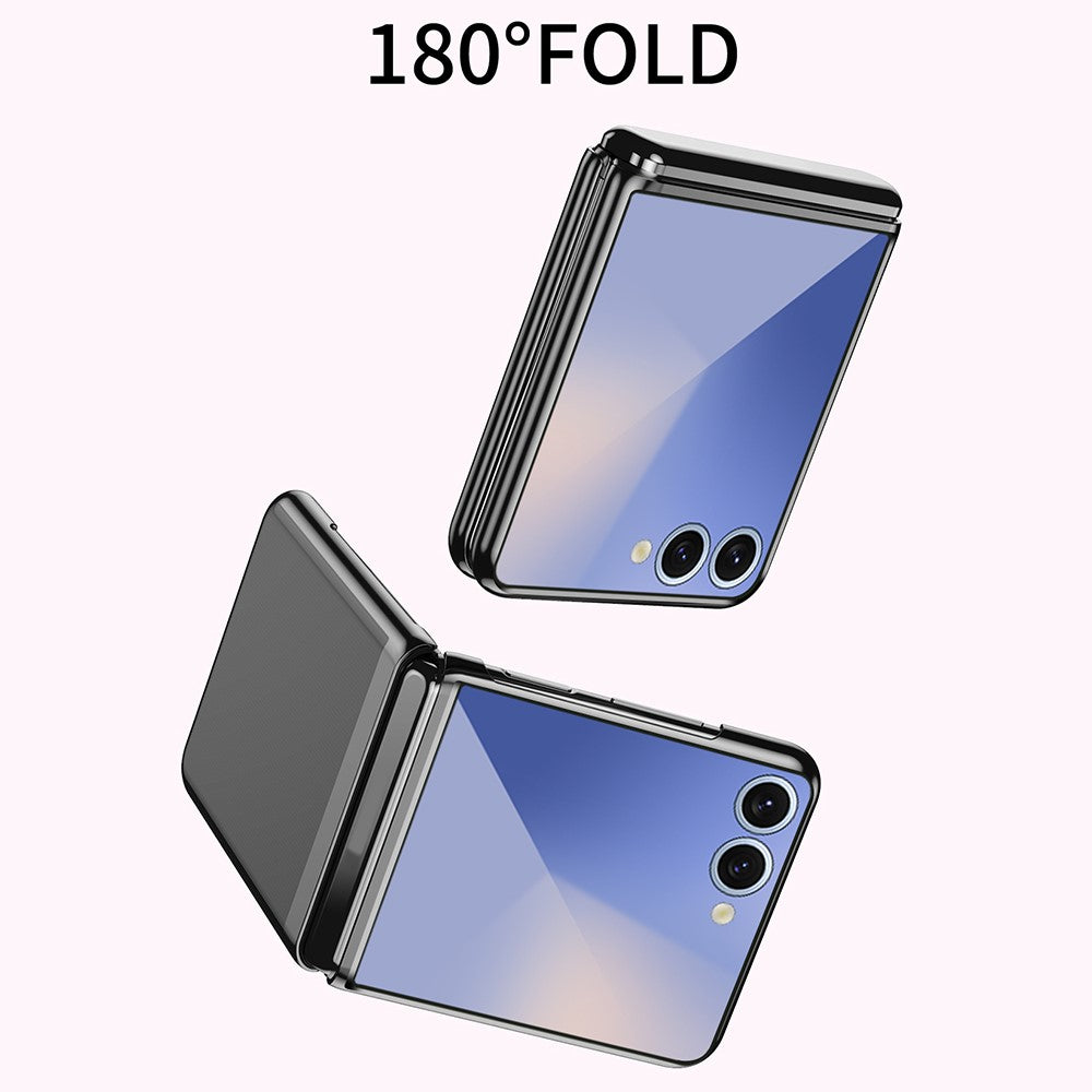 For Samsung Galaxy Z Flip7 5G Case Clear PC Electroplating Hard Phone Cover - Black