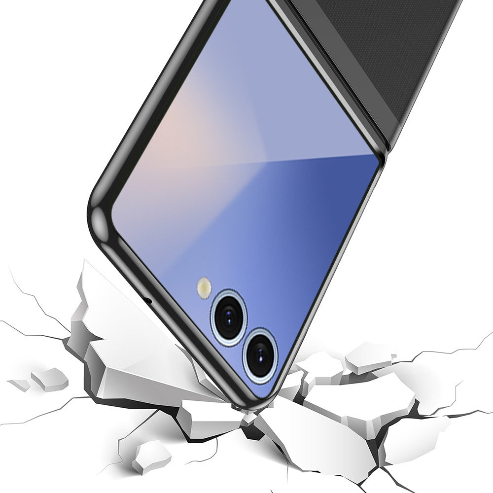 For Samsung Galaxy Z Flip7 5G Case Clear PC Electroplating Hard Phone Cover - Black