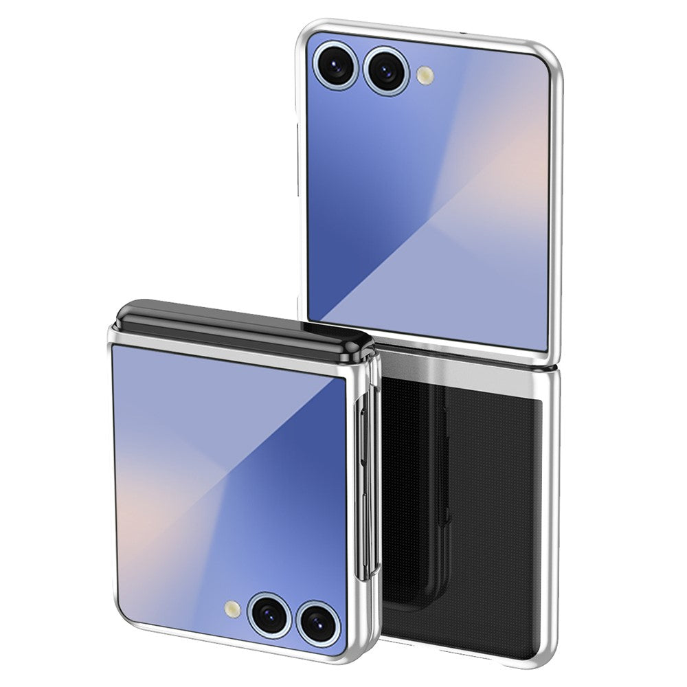 For Samsung Galaxy Z Flip7 5G Case Clear PC Electroplating Hard Phone Cover - Silver