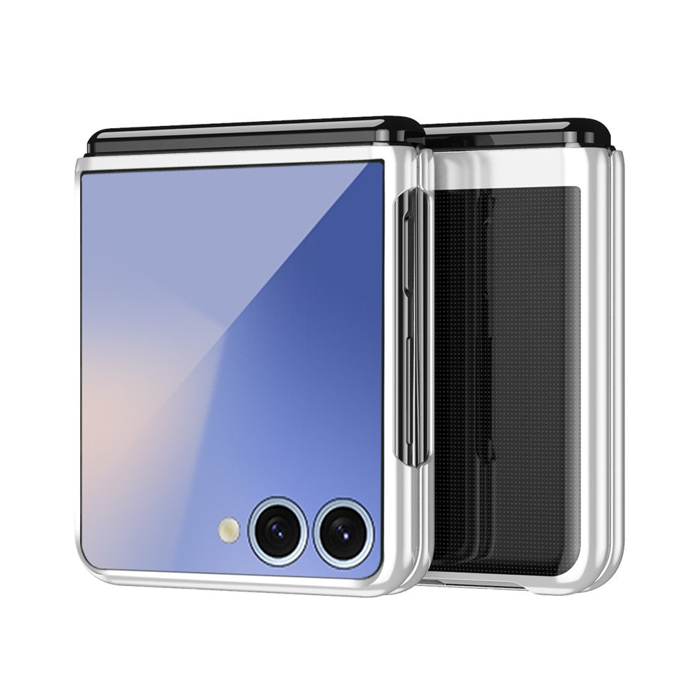 For Samsung Galaxy Z Flip7 5G Case Clear PC Electroplating Hard Phone Cover - Silver