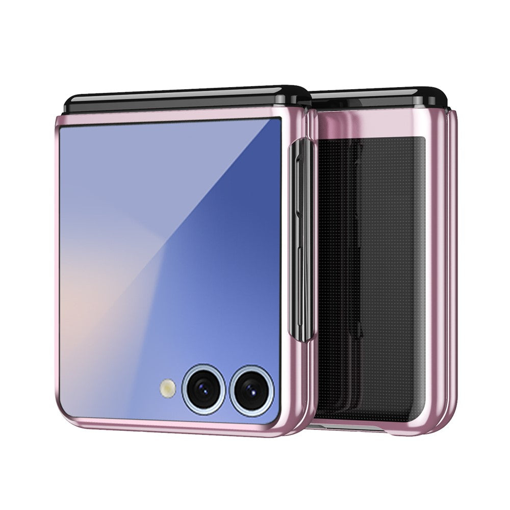 For Samsung Galaxy Z Flip7 5G Case Clear PC Electroplating Hard Phone Cover - Rose Gold