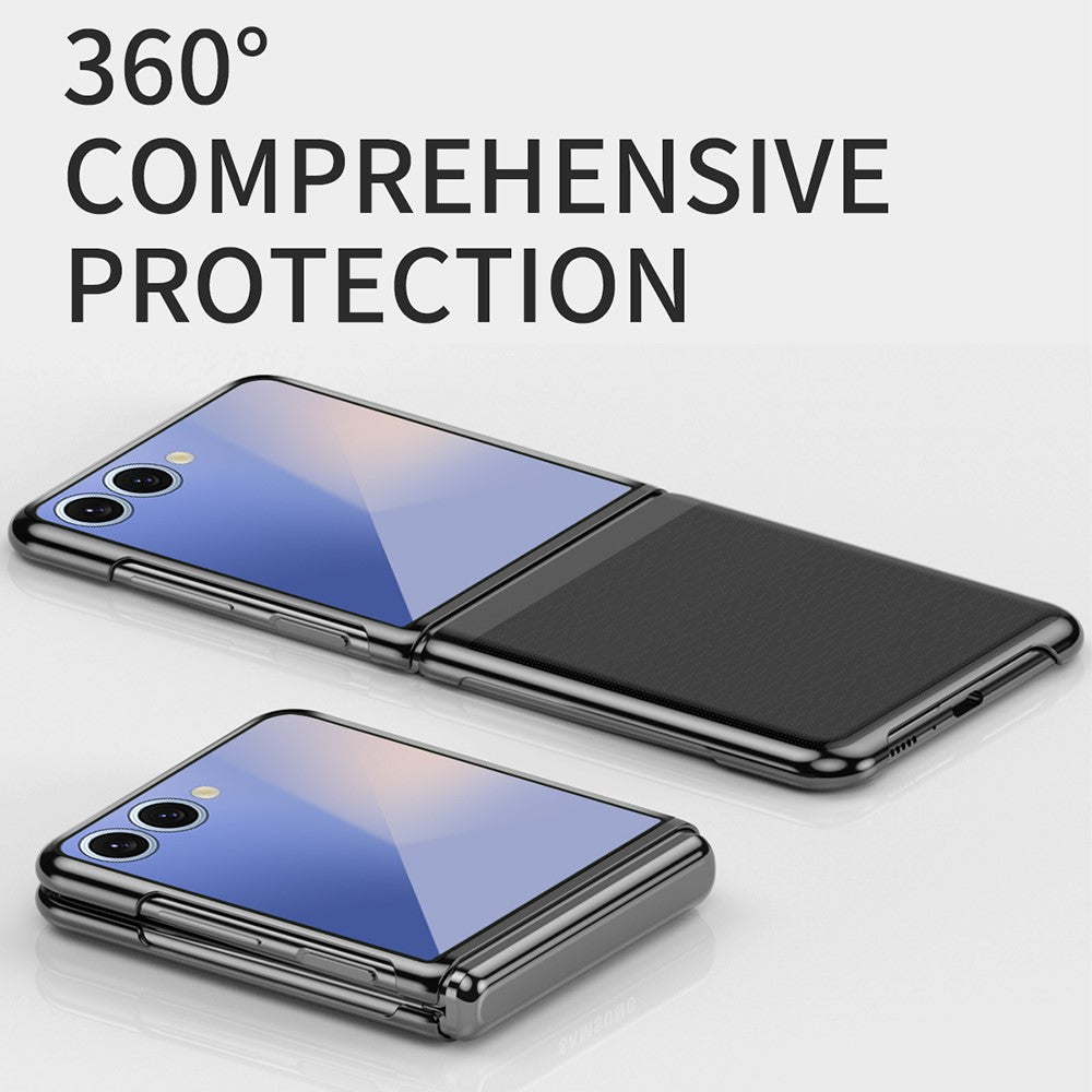 For Samsung Galaxy Z Flip7 5G Case Clear PC Electroplating Hard Phone Cover - Rose Gold
