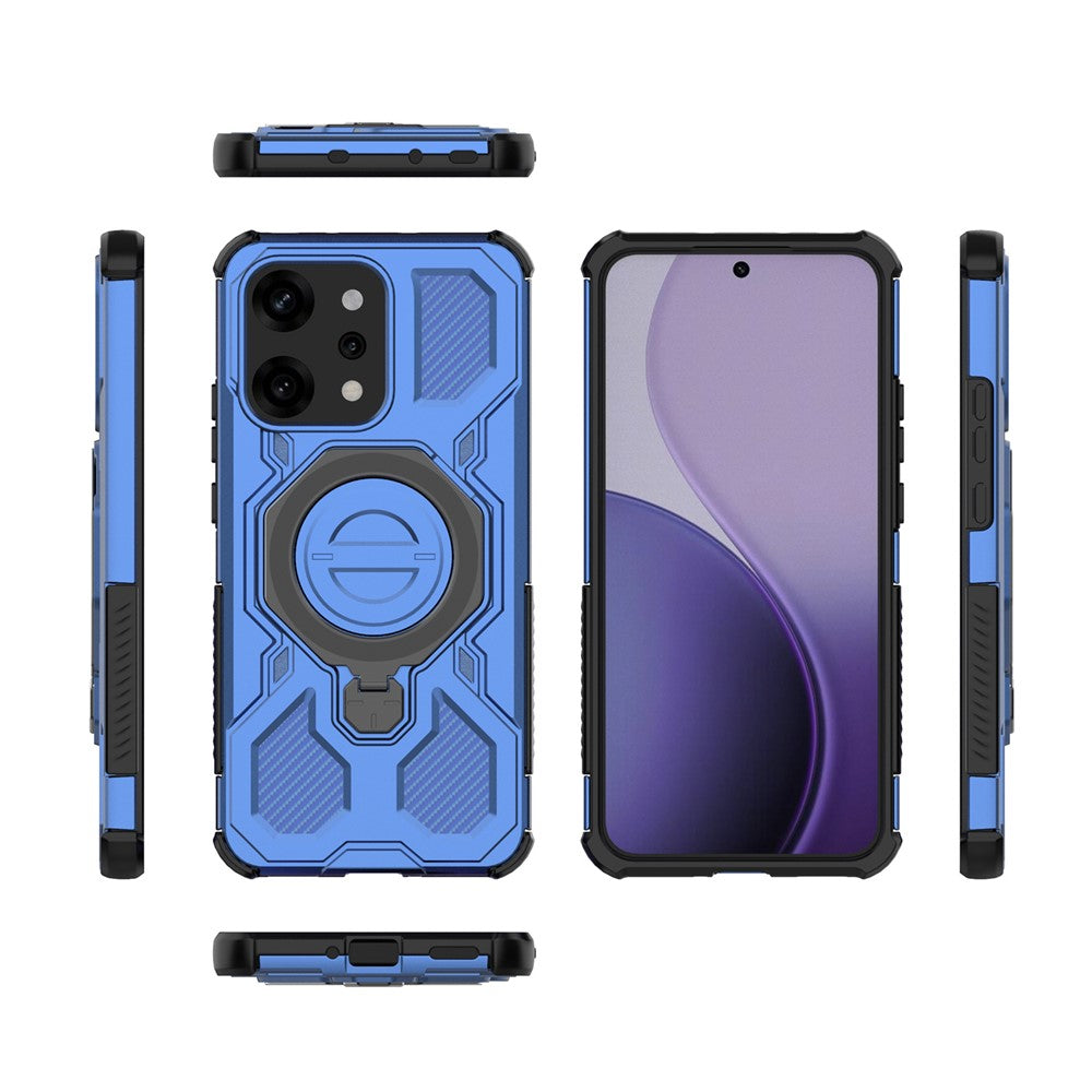 For Oppo Reno14 Pro 5G (Global) Magnetic Case Rotating Metal Kickstand PC + TPU Phone Back Cover - Dark Blue