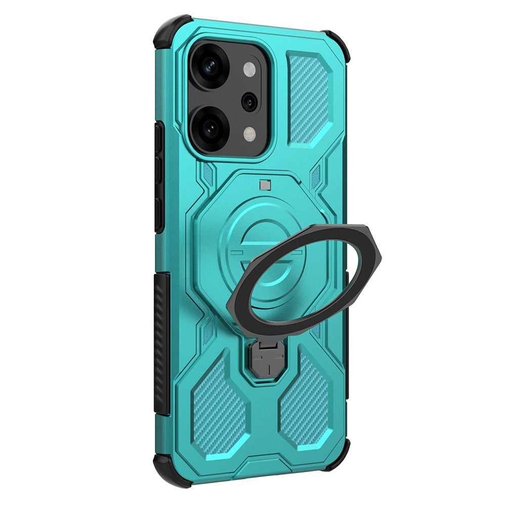 For Oppo Reno14 Pro 5G (Global) Magnetic Case Rotating Metal Kickstand PC + TPU Phone Back Cover - Baby Blue