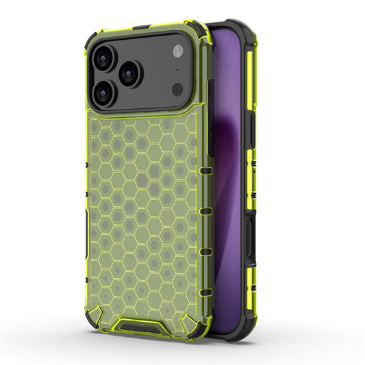 For iPhone 17 Pro Max Case Honeycomb Shape Shockproof PC + TPU Phone Cover - Green