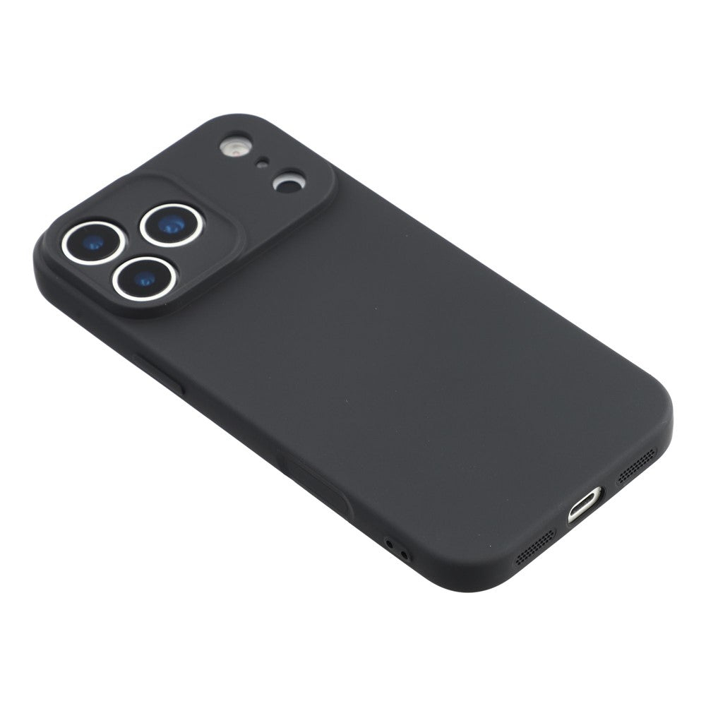 For iPhone 17 Pro Max Case TPU Back Soft Anti-Scratch Fiber Lining Phone Cover - Black