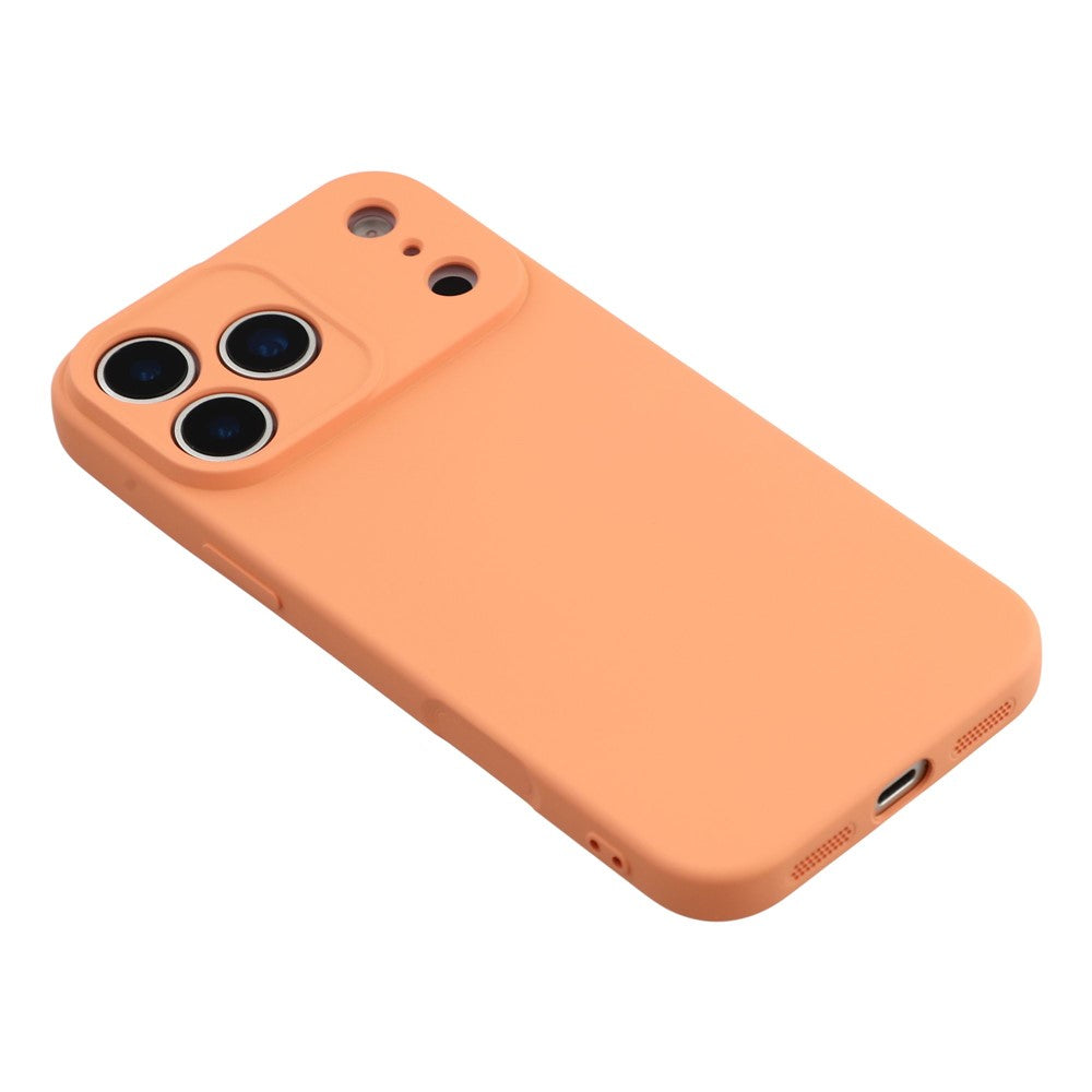 For iPhone 17 Pro Max Case TPU Back Soft Anti-Scratch Fiber Lining Phone Cover - Orange