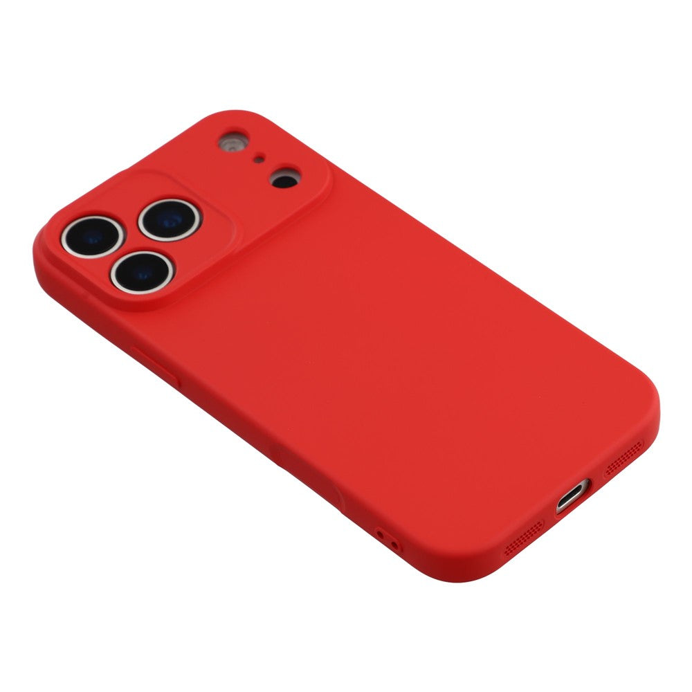 For iPhone 17 Pro Max Case TPU Back Soft Anti-Scratch Fiber Lining Phone Cover - Red