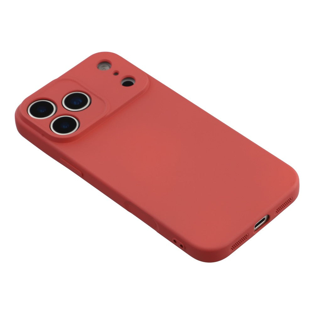 For iPhone 17 Pro Max Case TPU Back Soft Anti-Scratch Fiber Lining Phone Cover - Hawthorn Red