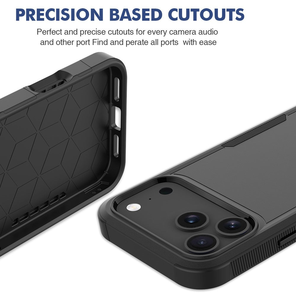 For iPhone 17 Pro Max Case 2 in 1 PC + TPU Shockproof Phone Cover - Black