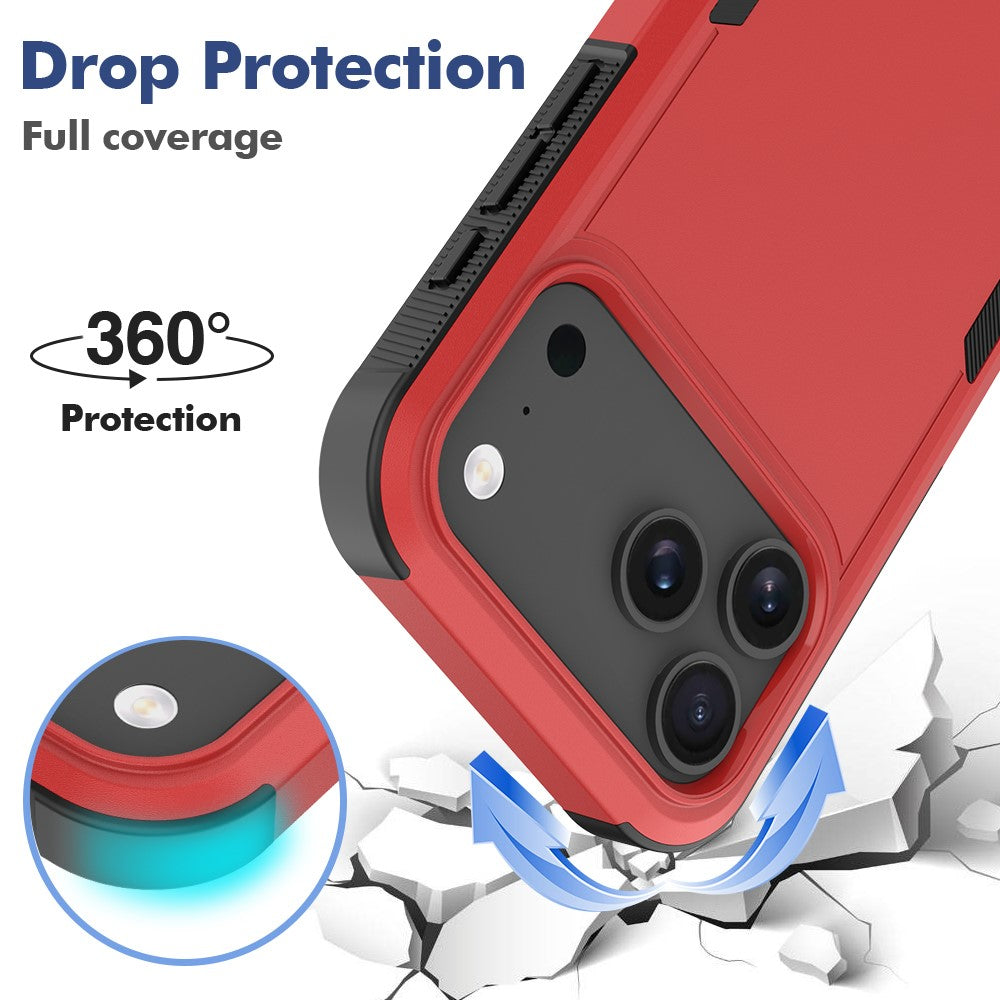 For iPhone 17 Pro Max Case 2 in 1 PC + TPU Shockproof Phone Cover - Red