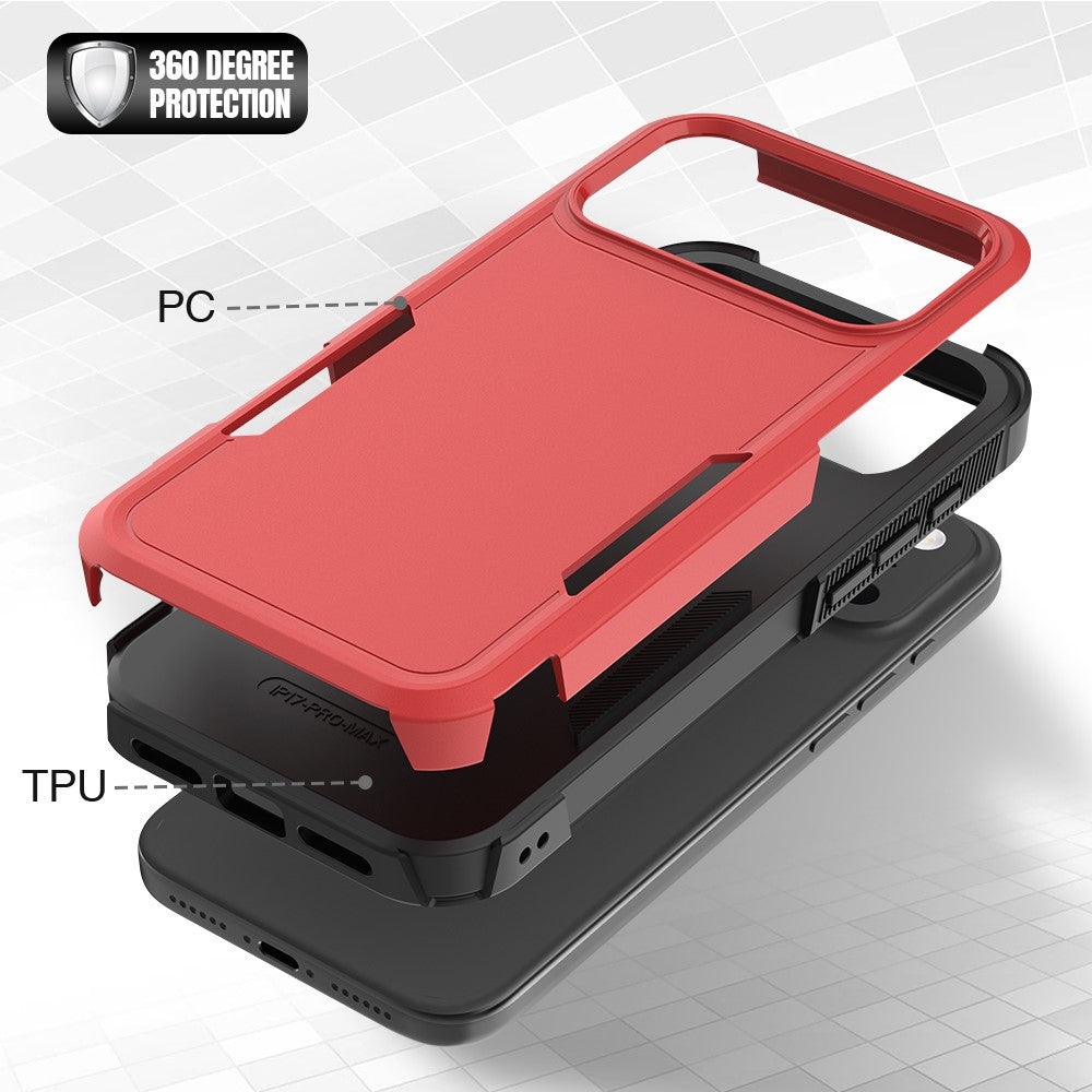 For iPhone 17 Pro Max Case 2 in 1 PC + TPU Shockproof Phone Cover - Red