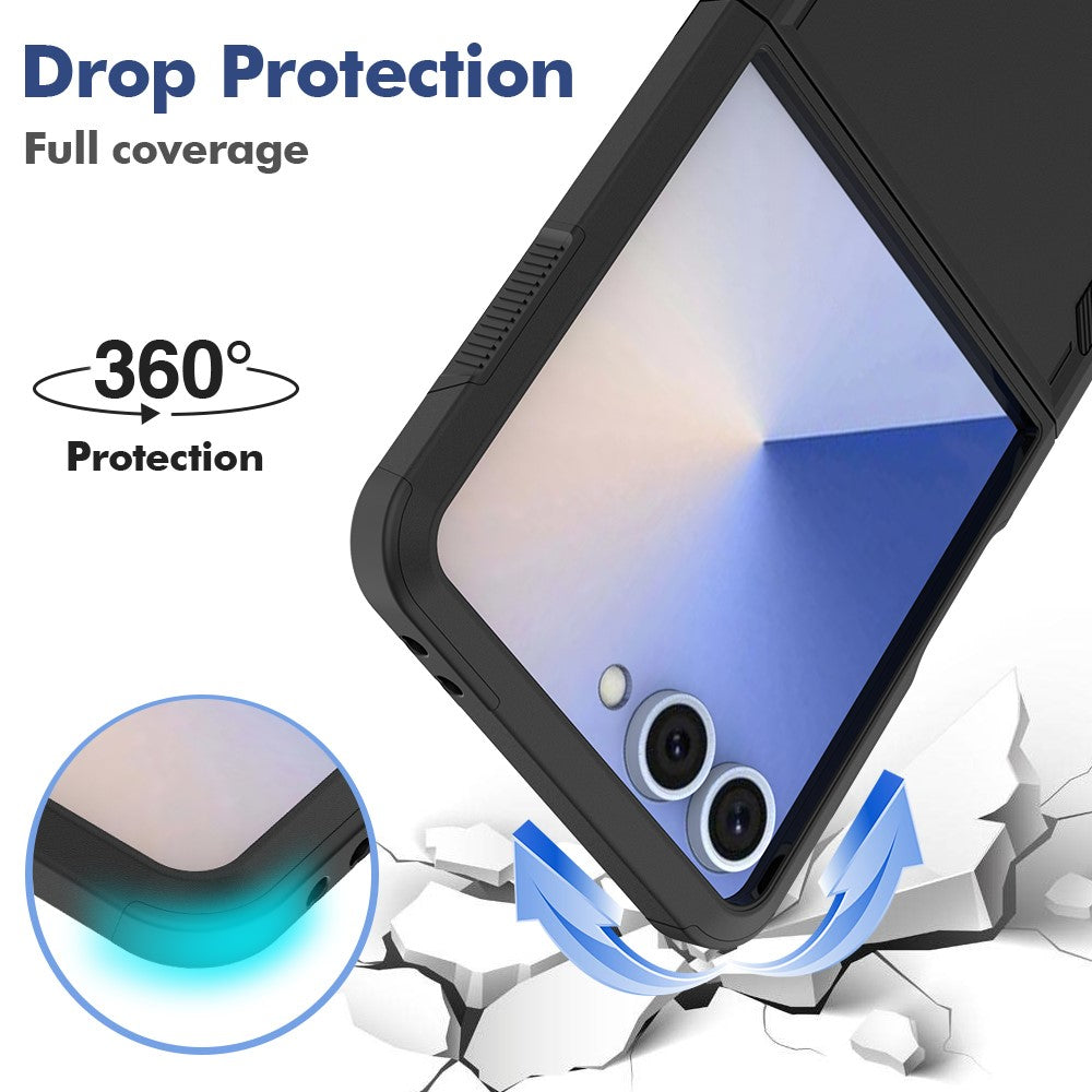 For Samsung Galaxy Z Flip7 5G Case 2 in 1 PC + TPU Shockproof Phone Cover - Black