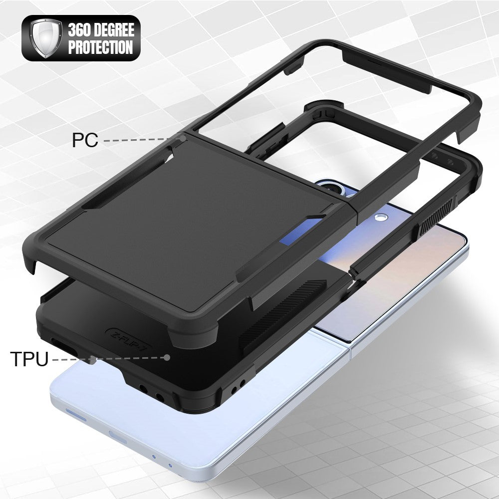 For Samsung Galaxy Z Flip7 5G Case 2 in 1 PC + TPU Shockproof Phone Cover - Black