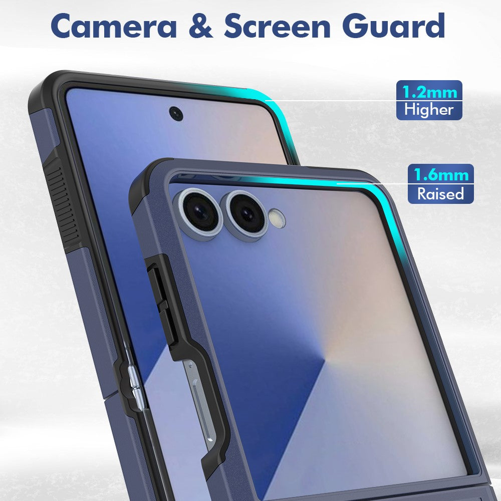 For Samsung Galaxy Z Flip7 5G Case 2 in 1 PC + TPU Shockproof Phone Cover - Dark Blue