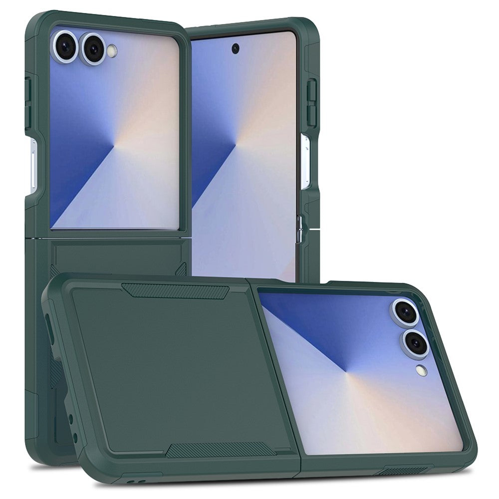 For Samsung Galaxy Z Flip7 5G Case 2 in 1 PC + TPU Shockproof Phone Cover - Dark Green