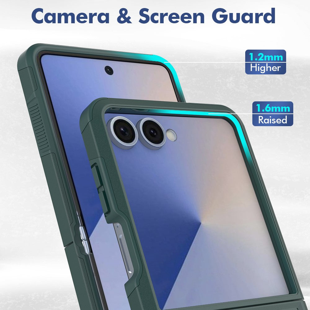 For Samsung Galaxy Z Flip7 5G Case 2 in 1 PC + TPU Shockproof Phone Cover - Dark Green