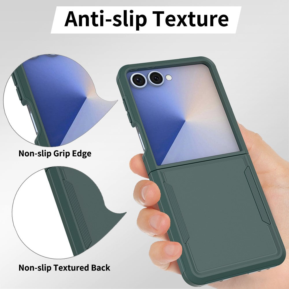 For Samsung Galaxy Z Flip7 5G Case 2 in 1 PC + TPU Shockproof Phone Cover - Dark Green