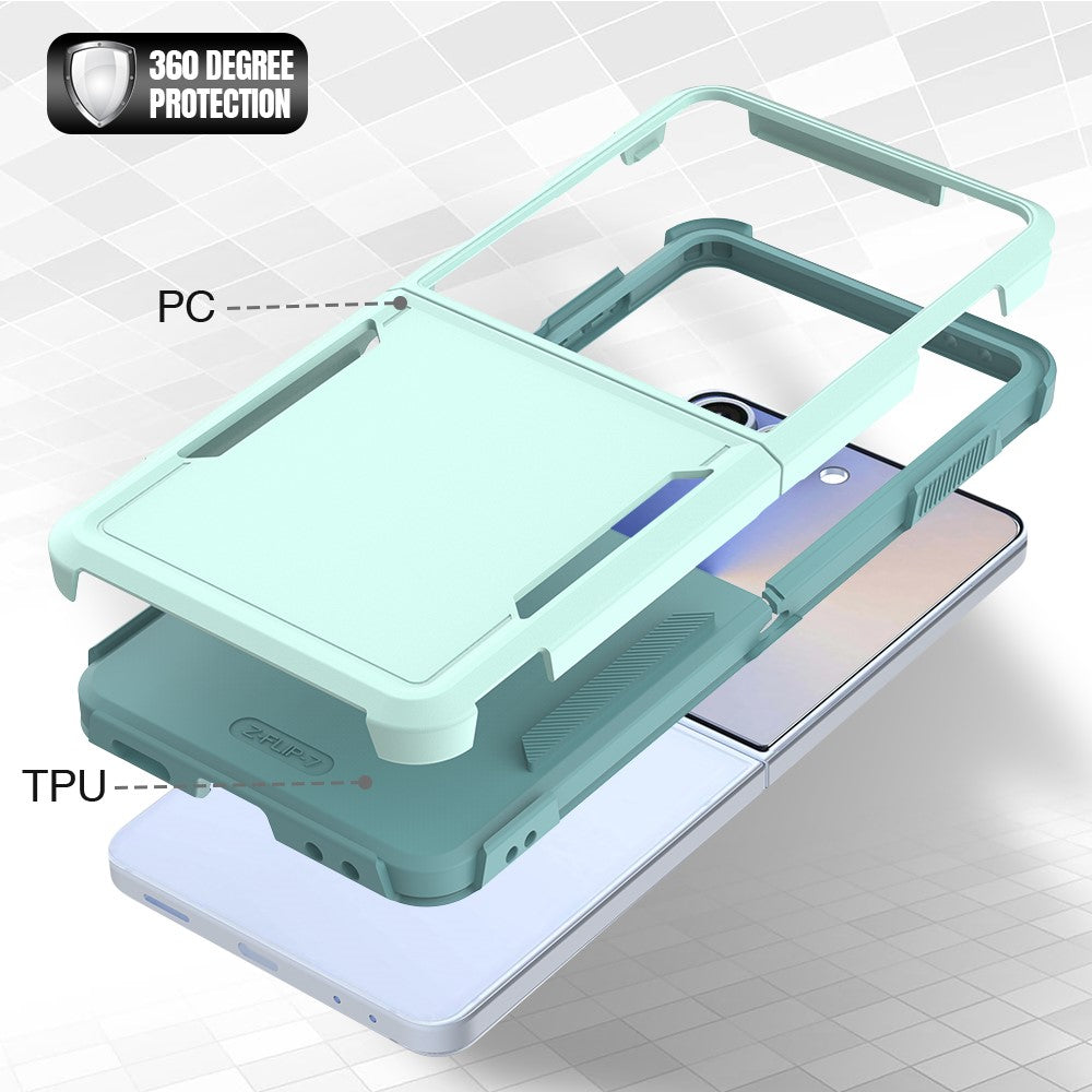 For Samsung Galaxy Z Flip7 5G Case 2 in 1 PC + TPU Shockproof Phone Cover - Mint Green
