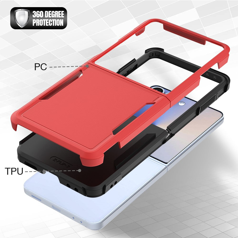 For Samsung Galaxy Z Flip7 5G Case 2 in 1 PC + TPU Shockproof Phone Cover - Red