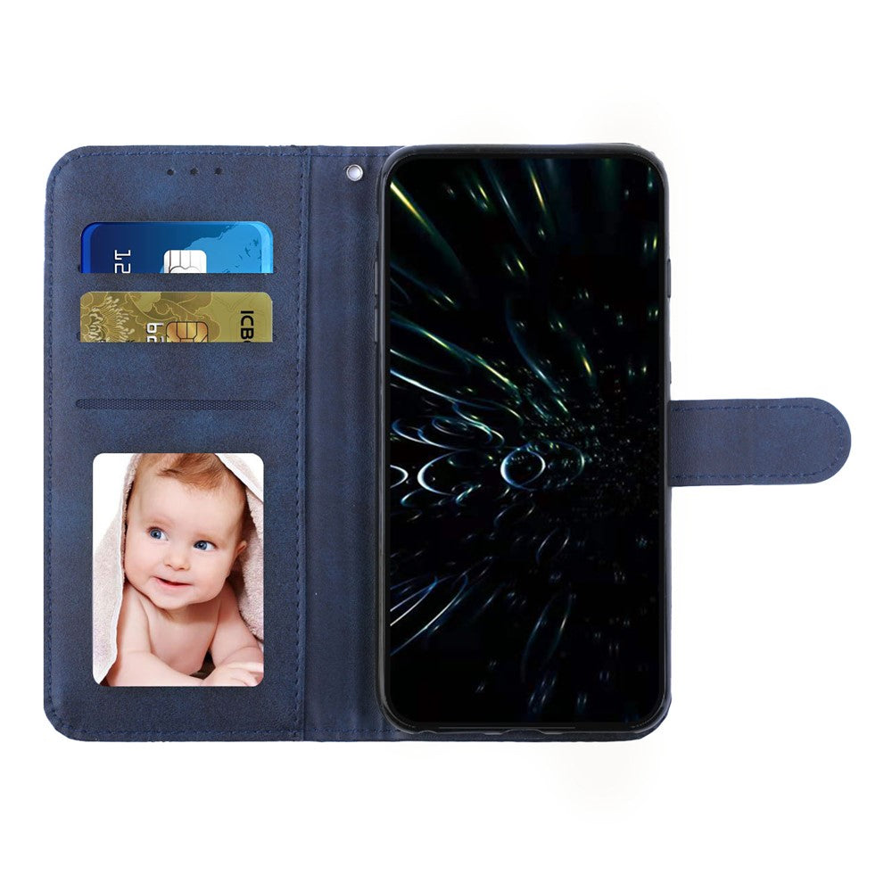 For iPhone 17 Pro Max Leather Phone Case Foldable Stand Wallet Flip Cover with Strap - Blue