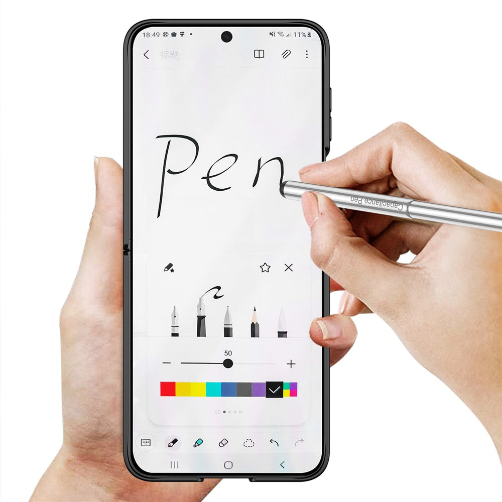 GKK For Samsung Galaxy Z Flip7 5G Case Magnetic Hinge Phone Cover with Front Screen Film and Pen - Wine Red