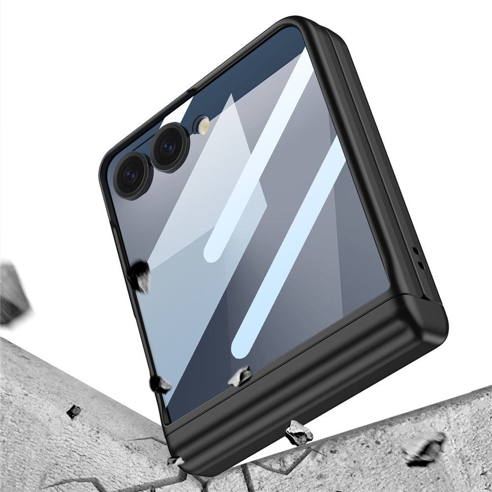 GKK For Samsung Galaxy Z Flip7 5G Case Magnetic Hinge Phone Cover with Front Screen Film and Pen - Titanium Grey