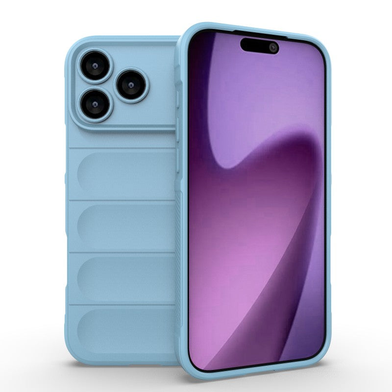 For iPhone 17 Pro Max TPU Case WANLONFENG HD Series Anti Slip Phone Cover with Tempered Glass - Baby Blue