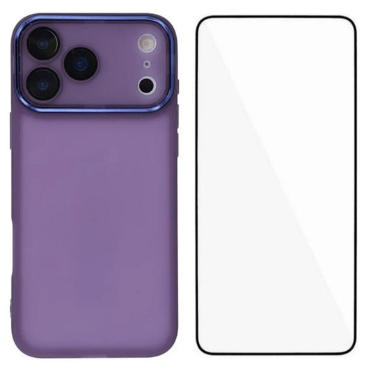 For iPhone 17 Pro Max TPU Case WANLONFENG DKSM Series Electroplated Frame Back Cover with Tempered Glass - Purple
