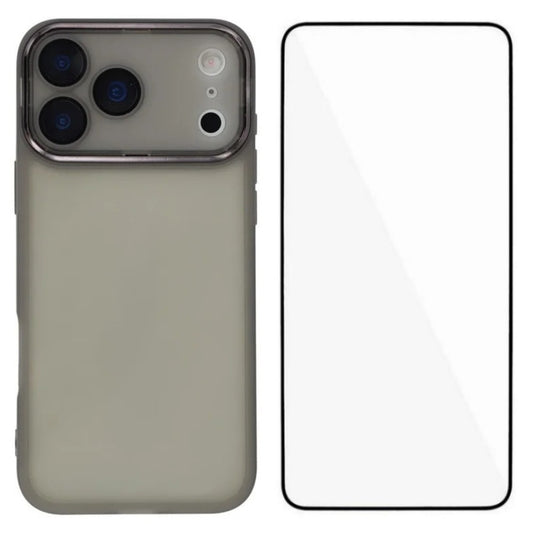 For iPhone 17 Pro Max TPU Case WANLONFENG DKSM Series Electroplated Frame Back Cover with Tempered Glass - Black