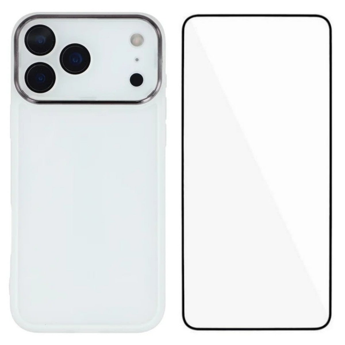 For iPhone 17 Pro Max TPU Case WANLONFENG DKSM Series Electroplated Frame Back Cover with Tempered Glass - White