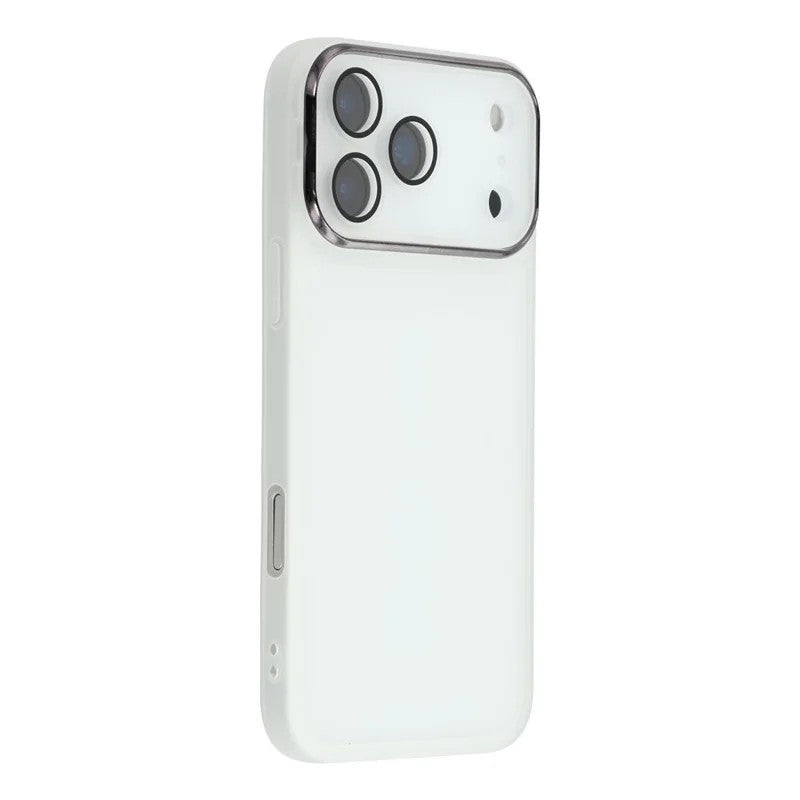 For iPhone 17 Pro Max TPU Case WANLONFENG DKSM Series Electroplated Frame Back Cover with Tempered Glass - White