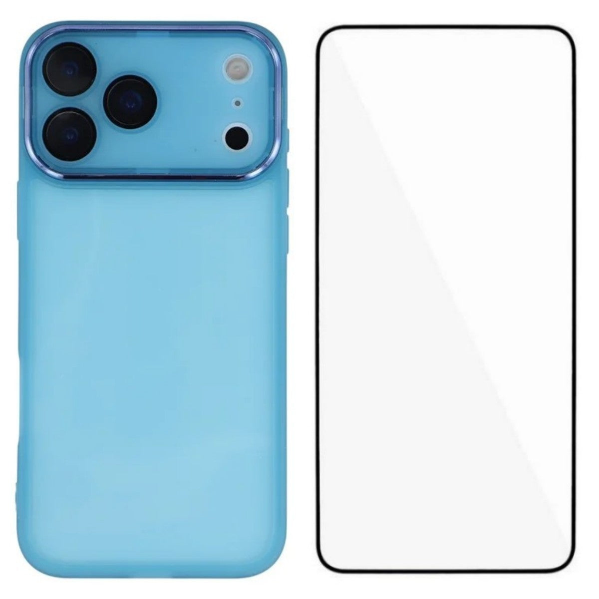 For iPhone 17 Pro Max TPU Case WANLONFENG DKSM Series Electroplated Frame Back Cover with Tempered Glass - Blue