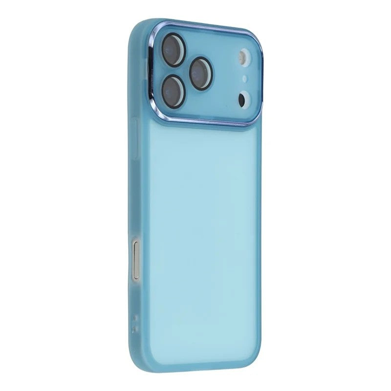 For iPhone 17 Pro Max TPU Case WANLONFENG DKSM Series Electroplated Frame Back Cover with Tempered Glass - Blue