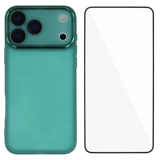 For iPhone 17 Pro Max TPU Case WANLONFENG DKSM Series Electroplated Frame Back Cover with Tempered Glass - Army Green