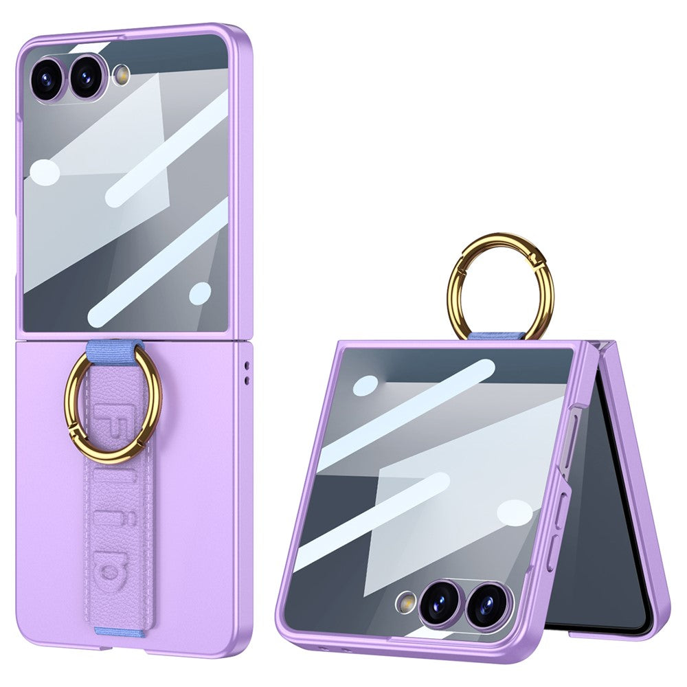 GKK For Samsung Galaxy Z Flip7 5G Case Folding Wristband Phone Cover with HD Screen Protector - Purple