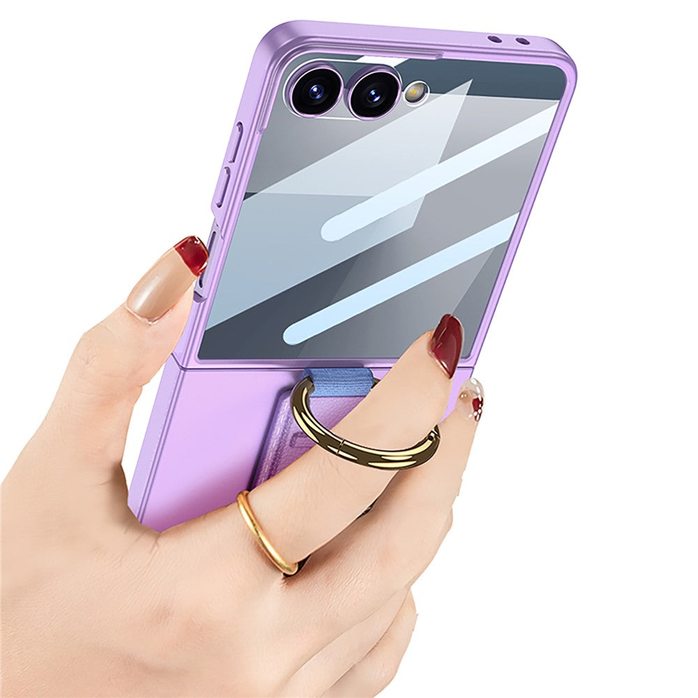 GKK For Samsung Galaxy Z Flip7 5G Case Folding Wristband Phone Cover with HD Screen Protector - Purple